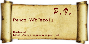 Pencz Vászoly névjegykártya